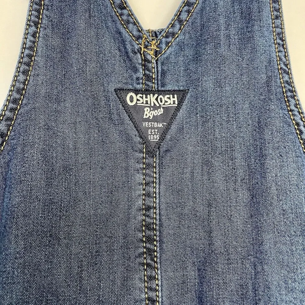 OshKosh B'gosh Plaid Overalls Kids 2T Dark Wash Flannel Lined Toddler Photos